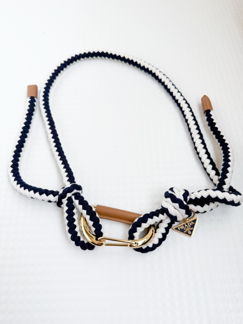New Prada Braided Rope Belt in Marine and White Size 75 (U.S. 2) - Picture 4 of 11